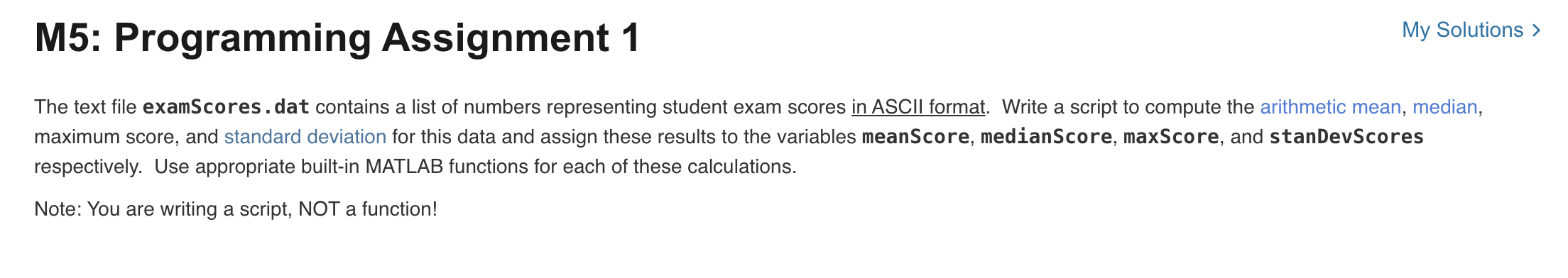 Solved M5: Programming Assignment 1 My Solutions > The Text | Chegg.com