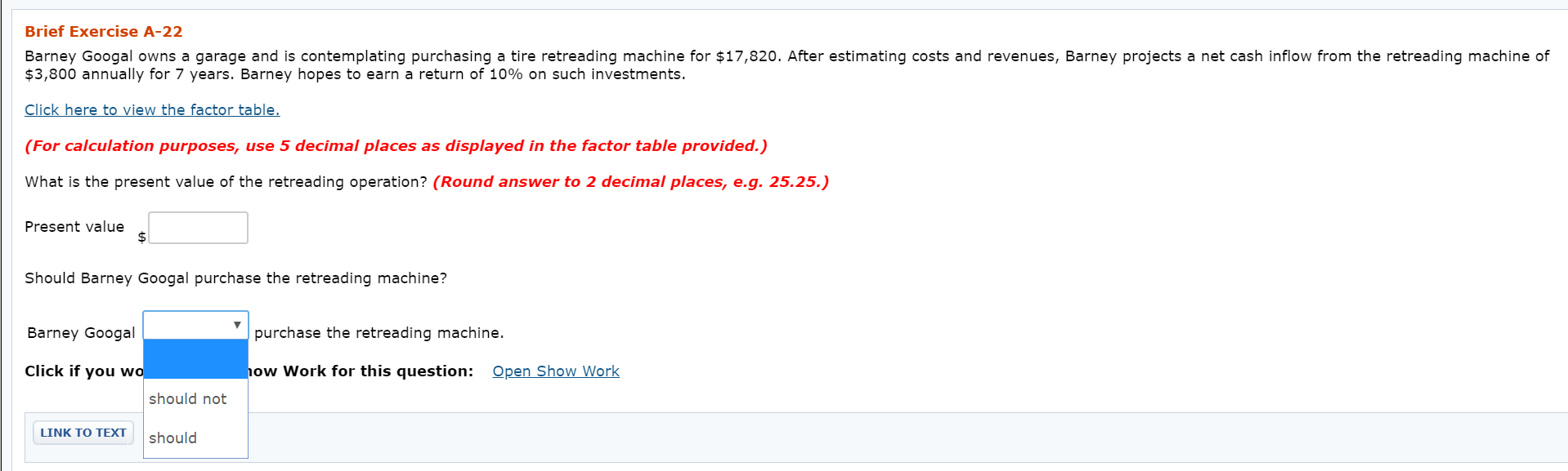 Solved Brief Exercise A-22 Barney Googal owns a garage and | Chegg.com