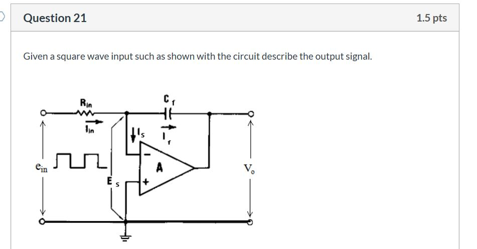 Solved 1.5 pts Question 21 Given a square wave input such as | Chegg.com