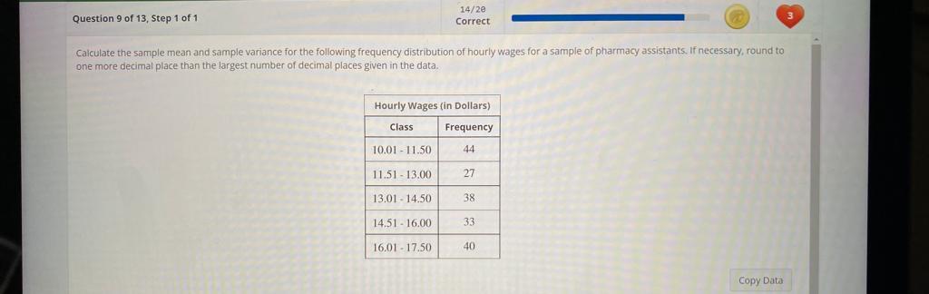 Solved Calculate the sample mean and sample variance for the | Chegg.com
