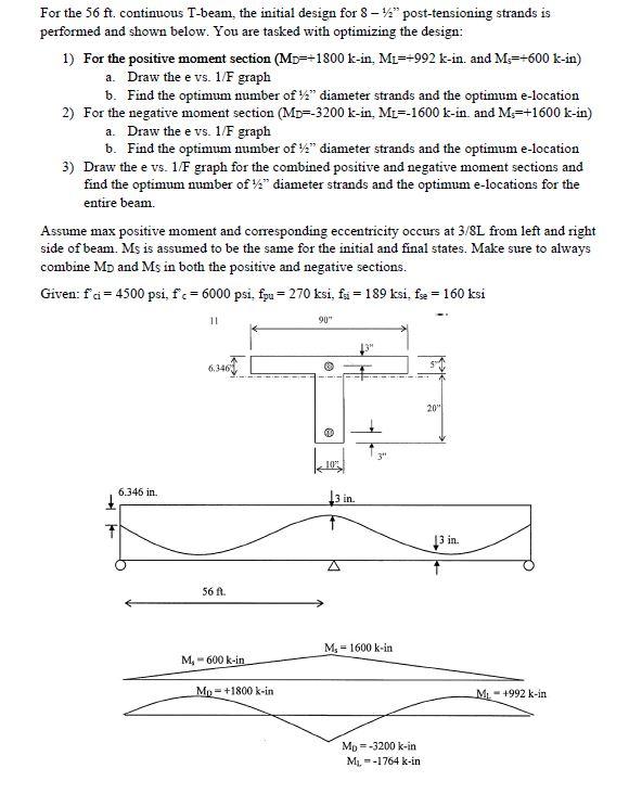 Solved For the 56 ft. continuous Tbeam, the initial design