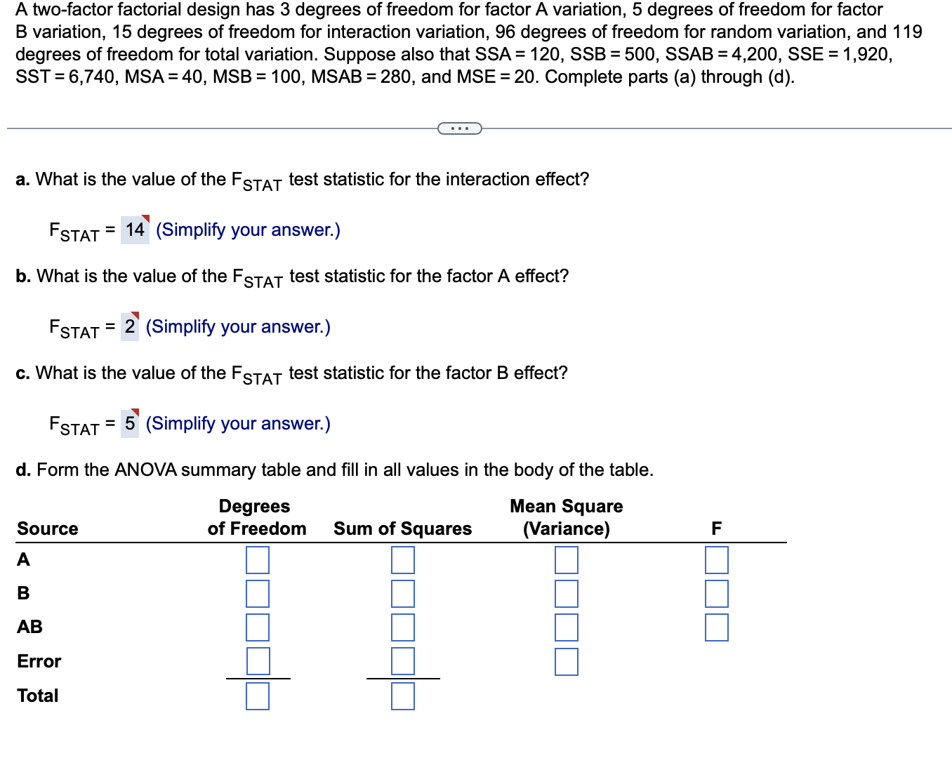 Solved A Two-factor Factorial Design Has 3 Degrees Of | Chegg.com