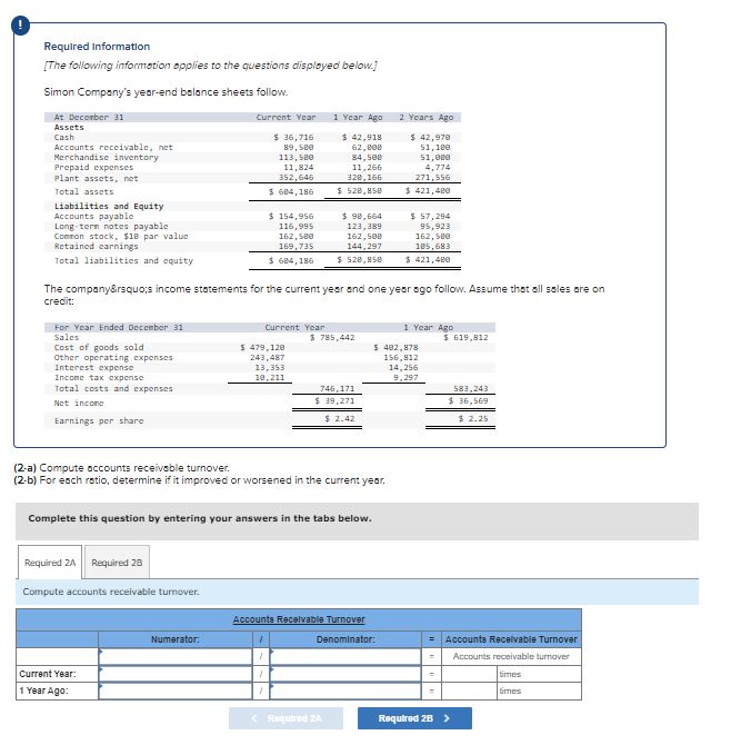 Solved (2-a) ﻿Compute accounts receivable turnover.(2-b) | Chegg.com