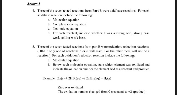 Solved 2. For the reactions that were to be completed in | Chegg.com