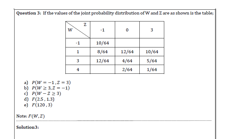 Solved Question 3: If the values of the joint probability | Chegg.com