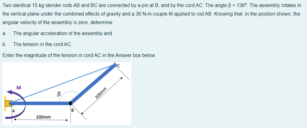 Solved Two Identical 15 Kg Slender Rods AB And BC Are | Chegg.com