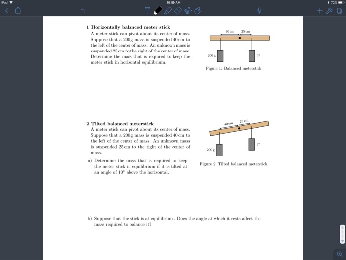 Solved Pad 1 Horizontally balanced meter stick A meter stick