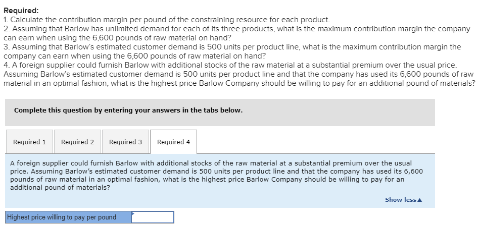 Solved Barlow Company Manufactures Three Products-A, B, And | Chegg.com