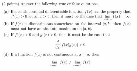 Solved 2 Points Answer The Following True Or False Ques Chegg Com