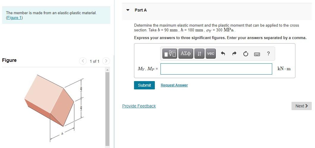 Solved V Part A The Member Is Made From An Elastic-plastic | Chegg.com