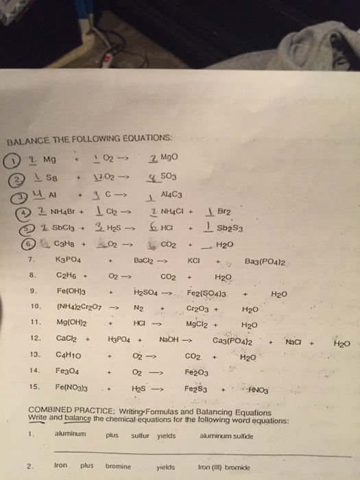 Solved CHM Laboratory Balancing Chemical Equations Chemical