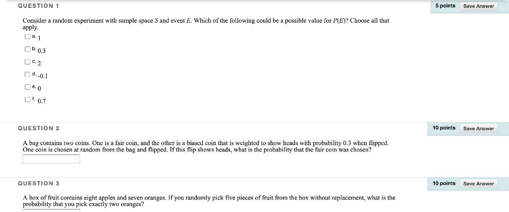 Solved 5 points Save Answer QUESTION 1 Consider a random | Chegg.com