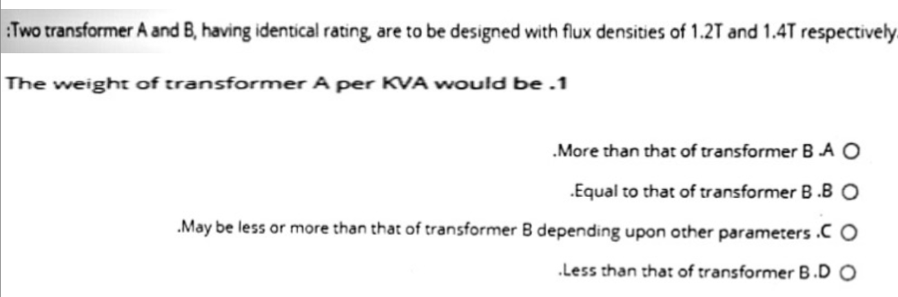 Solved :Two Transformer A And B, Having Identical Rating, | Chegg.com