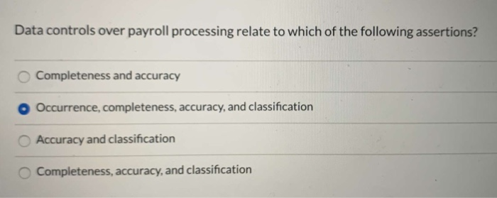 Solved Data controls over payroll processing relate to which | Chegg.com