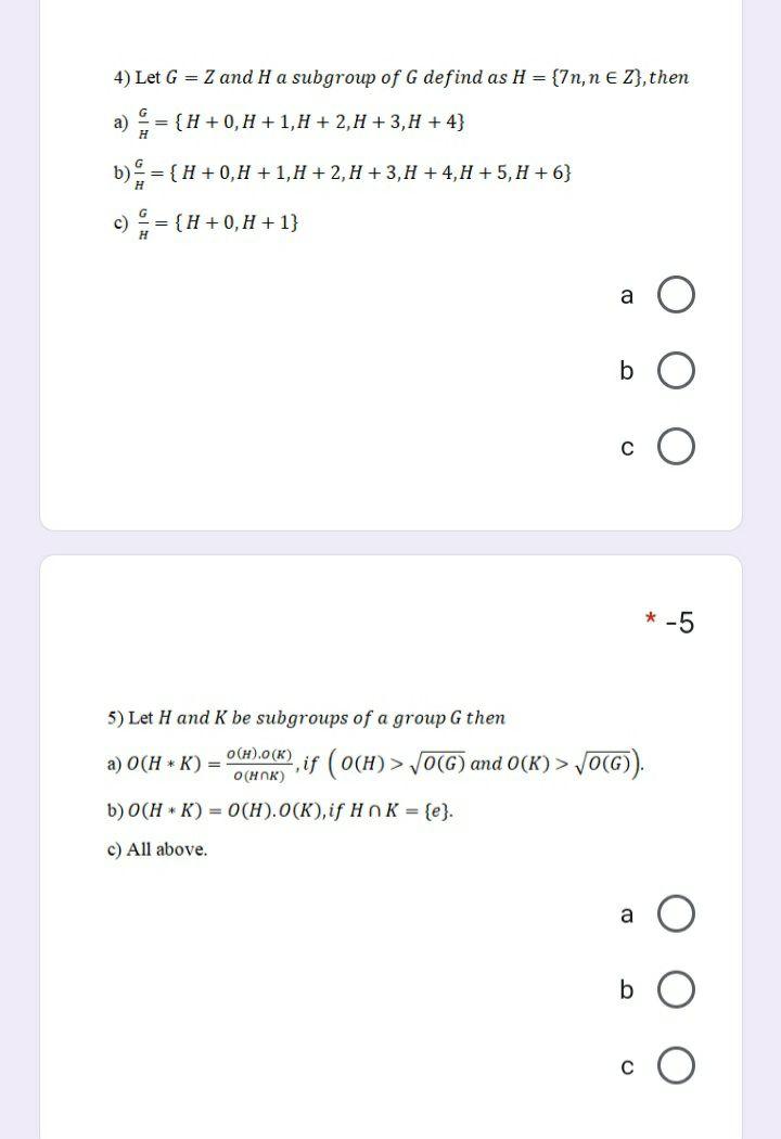 Solved 4 Let G Z And H A Subgroup Of G Defind As H Chegg Com