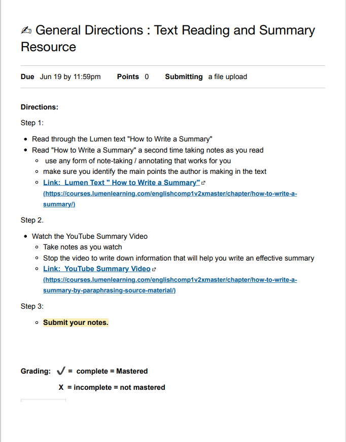 Solved General Directions: Text Reading and Summary | Chegg.com