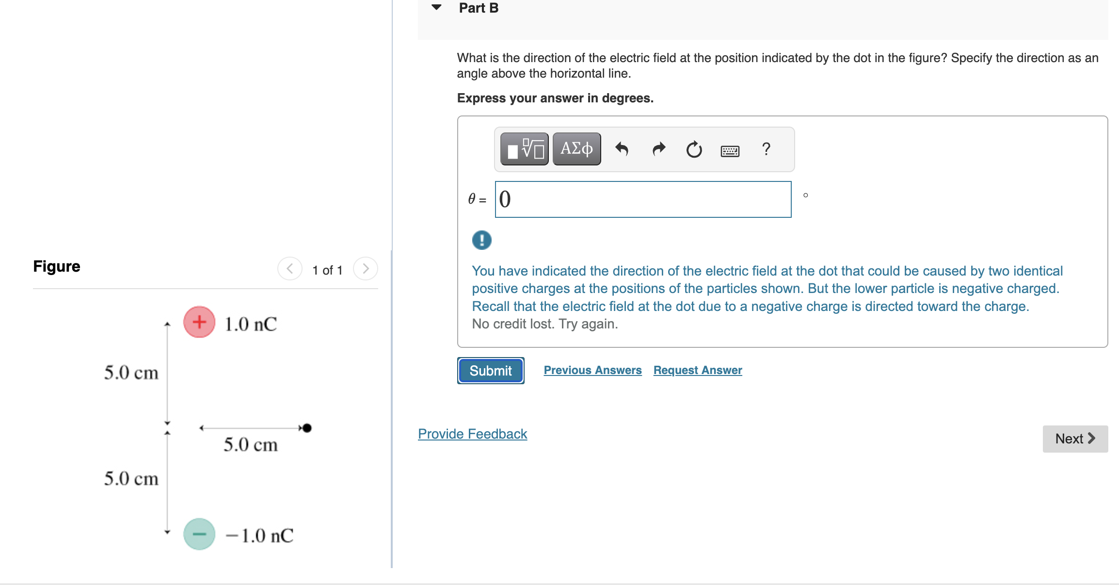 Solved Part BWhat is the direction of the electric field at | Chegg.com