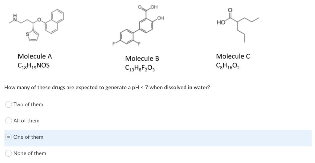 Solved OH HO Molecule A C18H19NOS Molecule B C13H9F203 | Chegg.com