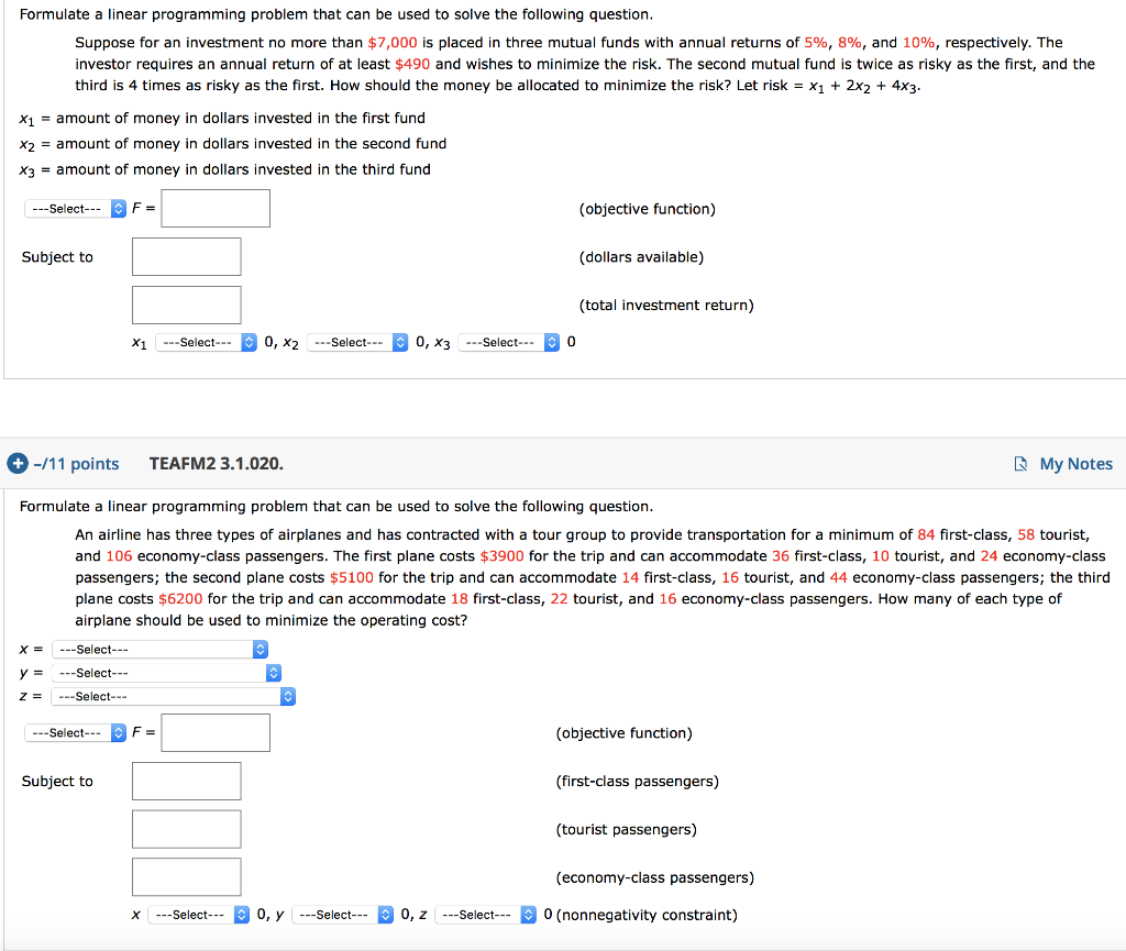 Formulate a linear programming problem that can be | Chegg.com
