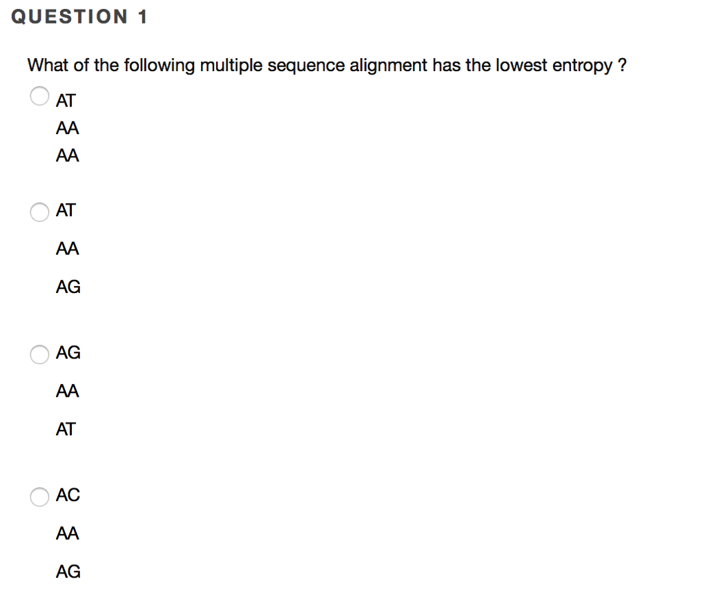 Solved QUESTION 1 What of the following multiple sequence | Chegg.com