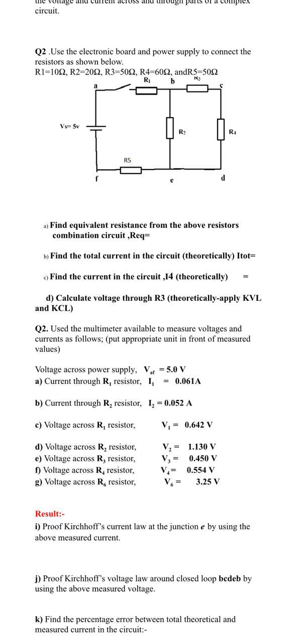 Solved the voltage and current across and circuit. Q2 .Use | Chegg.com