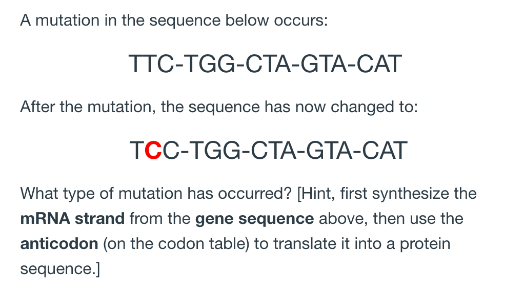 Solved A mutation in the sequence below occurs: | Chegg.com