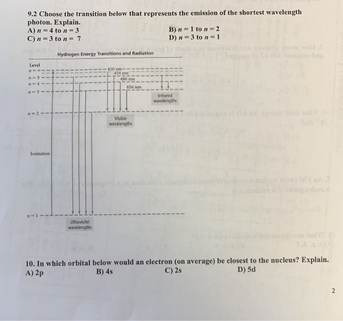 Solved 9.2 Choose the transition below that represents the | Chegg.com