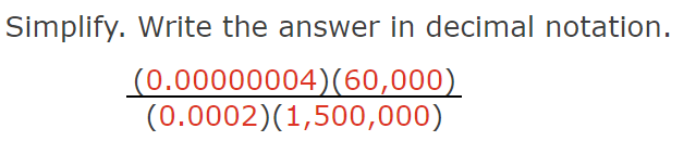 Solved Simplify. Write the answer in decimal notation. | Chegg.com
