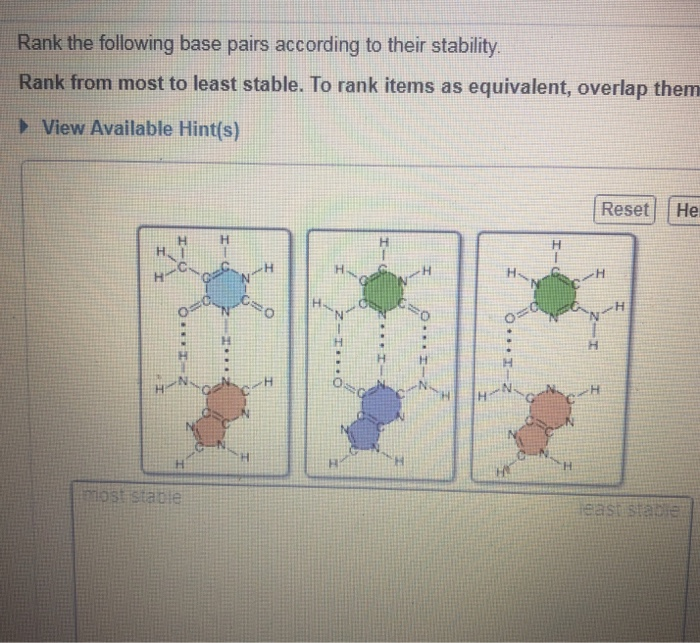 Rank The Following Base Pairs According To Their Stability