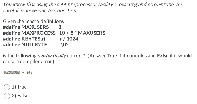 Solved You know that using the C++ preprocessor facility is | Chegg.com