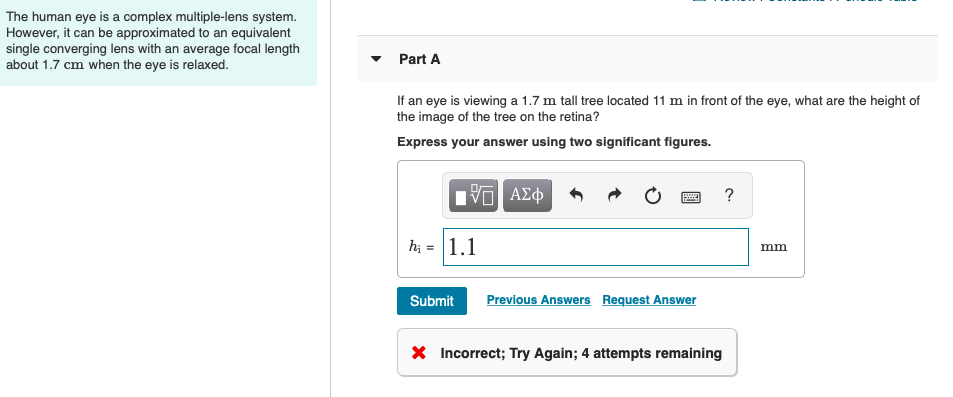 Solved The human eye is a complex multiple-lens system. | Chegg.com