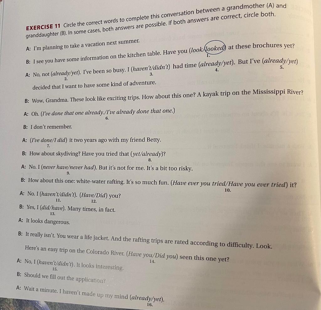 Solved EXERCISE 11 Circle The Correct Words To Complete This | Chegg.com