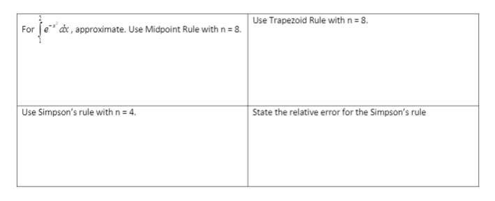 Solved Use Trapezoid Rule With N = 8. For Je For E* Dc, | Chegg.com