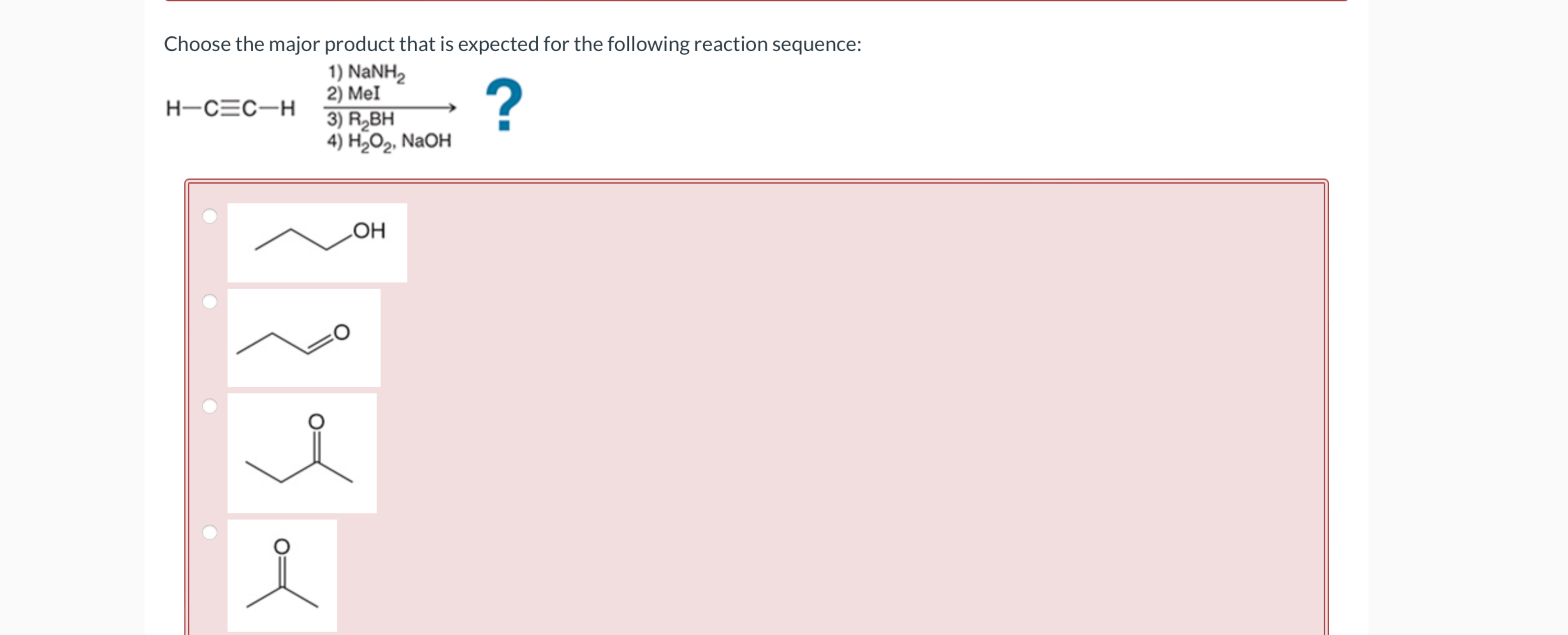 Solved Choose the major product that is expected for the | Chegg.com