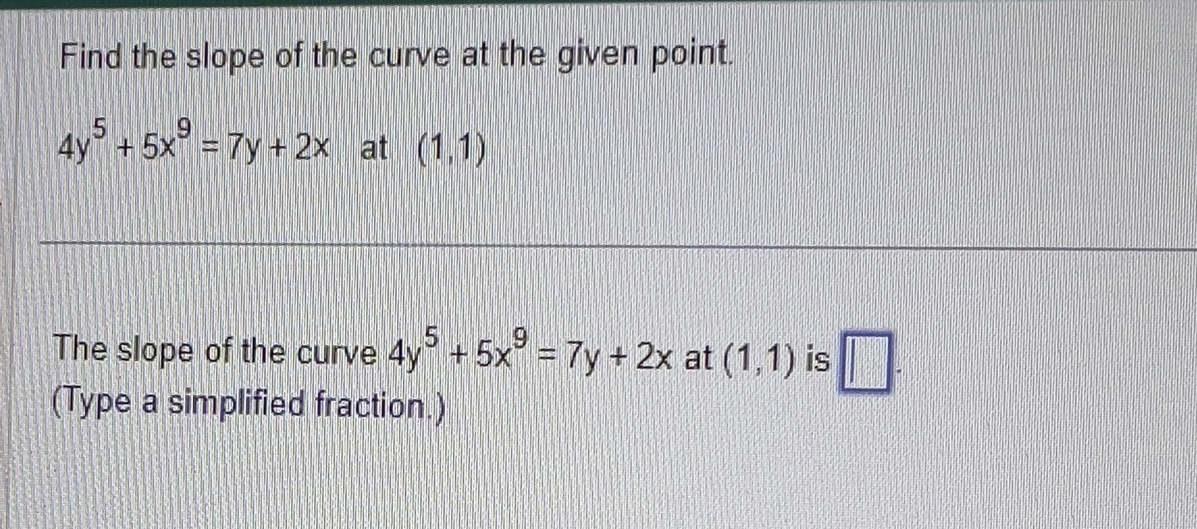 find the slope of the line y 1 5 x 9 4