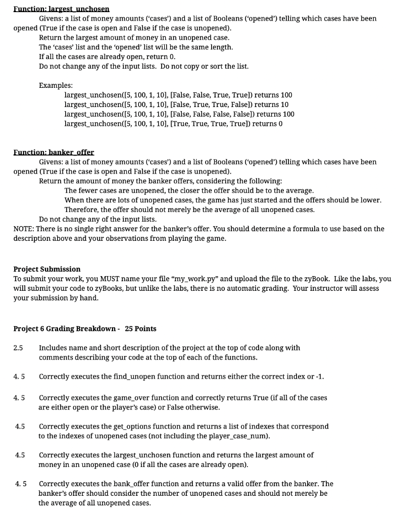 Solved Project 6: Take It or Leave It In this assignment you | Chegg.com