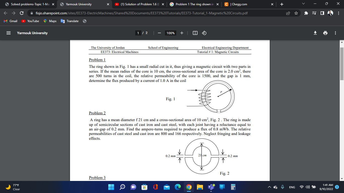 Solved The ring shown in Fig. 1 has a small radial cut in | Chegg.com