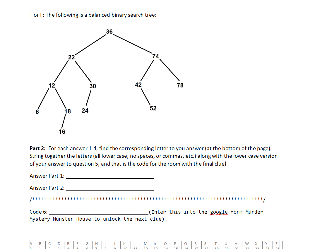 Solved Code 6: Part 1) Answer each of the following | Chegg.com