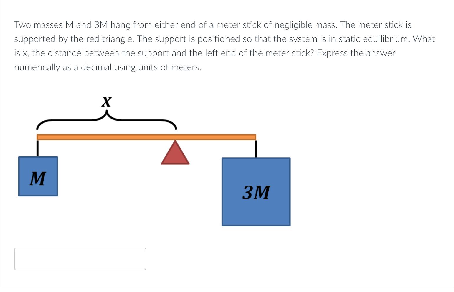 Solved Two masses M and 3M hang from either end of a meter | Chegg.com