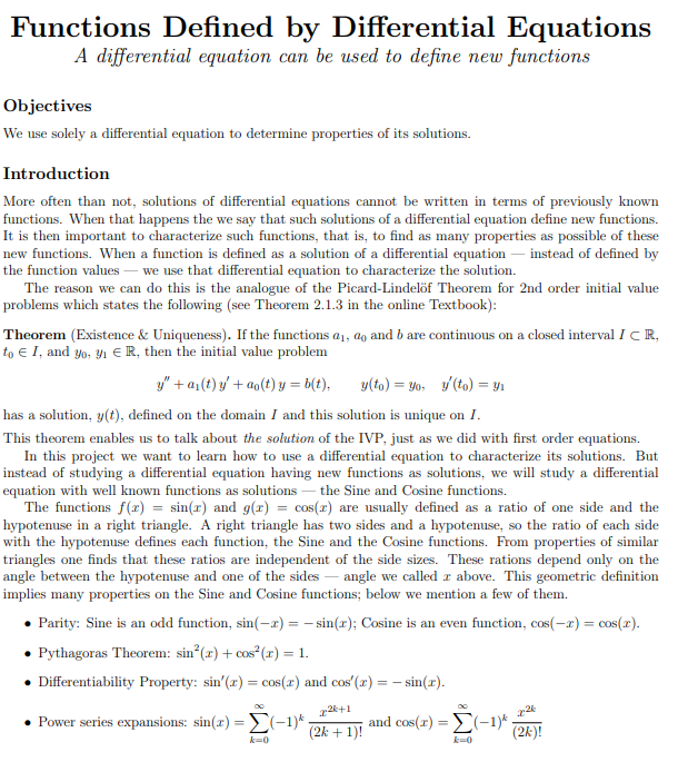 Solved Functions Defined by Differential Equations A | Chegg.com