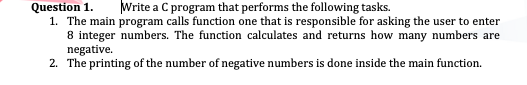 Solved Question 1. Write a C program that performs the | Chegg.com