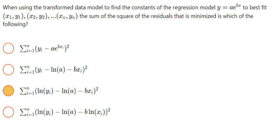 Solved When using the transformed data model to find the | Chegg.com