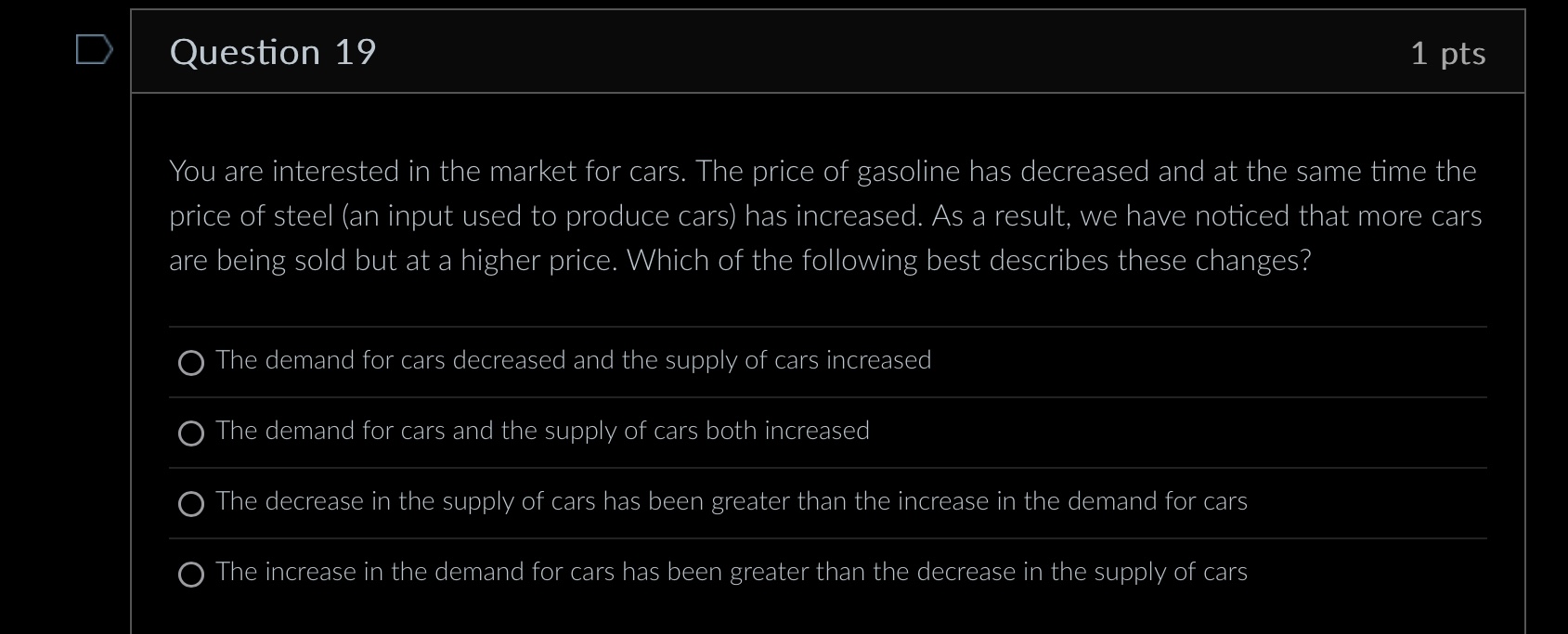 Solved You are interested in the market for cars. The price | Chegg.com