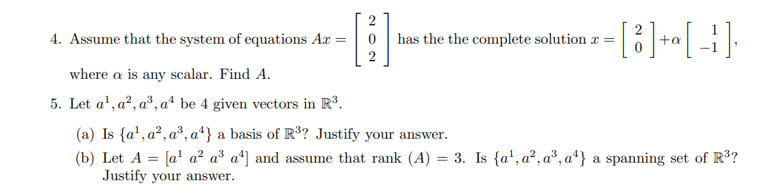 Solved 2 4. Assume that the system of equations Ax = 0 2 has | Chegg.com