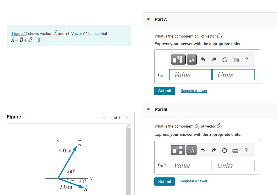 Solved (Figure 1) Shows Vectors A And B. Vector C Is Such | Chegg.com