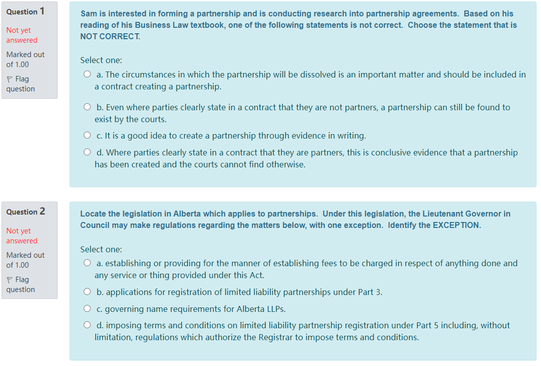 Solved Question 1 Sam is interested in forming a partnership | Chegg.com