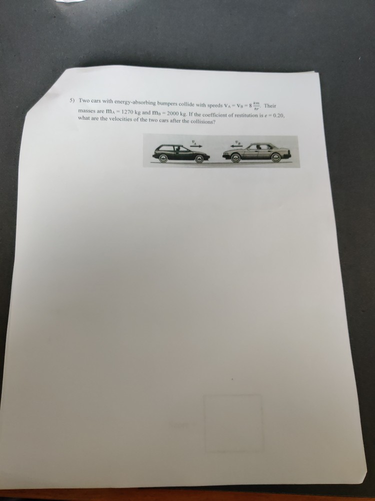Solved 5) Two cars with energyabsorbing bumpers collide
