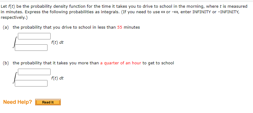 Solved Let F(t) Be The Probability Density Function For The | Chegg.com