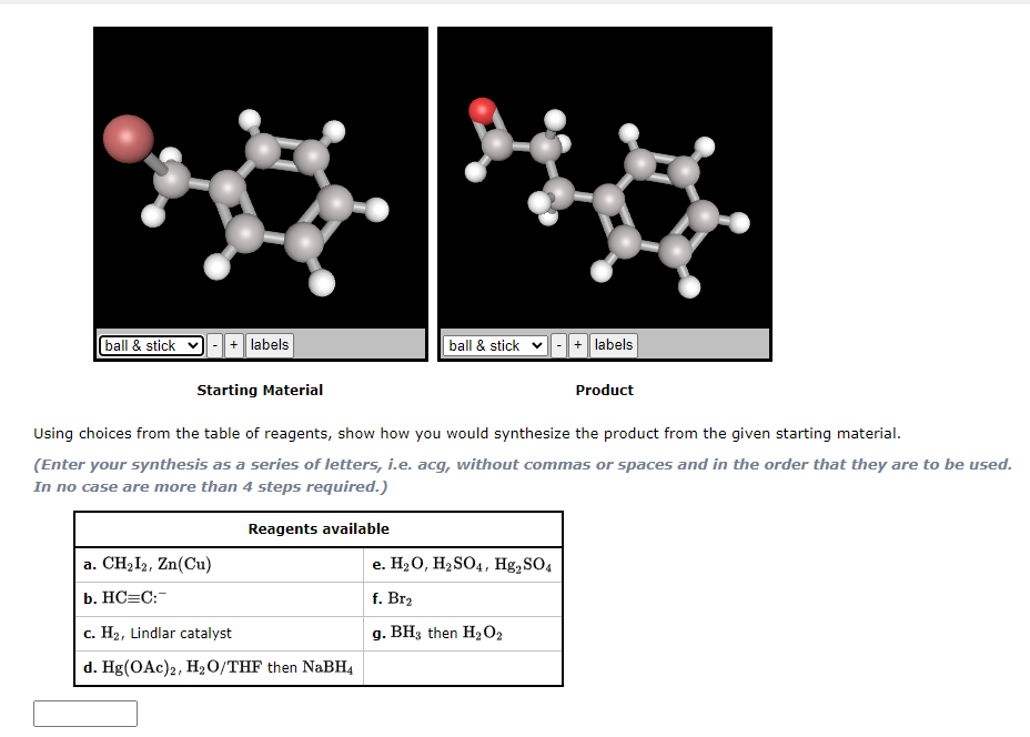  solved starting material product using choices from the