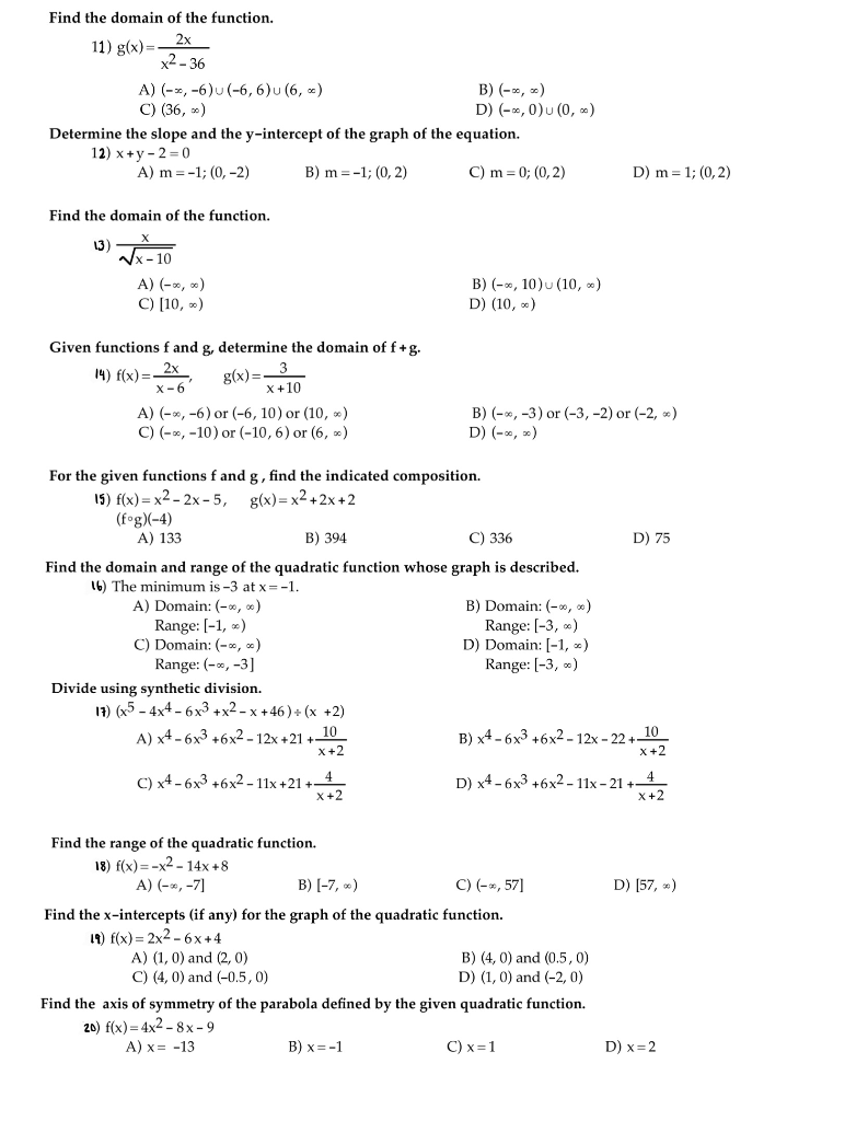 Solved Find The Domain Of The Function 2x 11 G X X2 3 Chegg Com